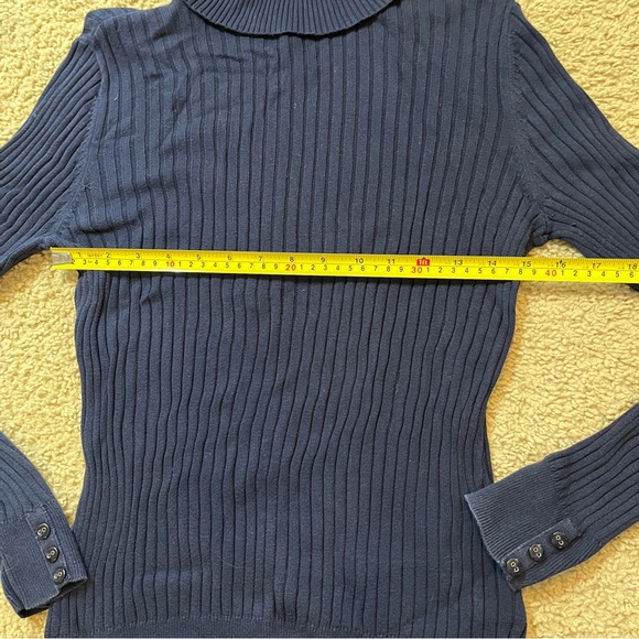 Croft & Barrow Women's M Medium Navy Blue Turtleneck Holiday Classic Festive - Picture 10 of 11